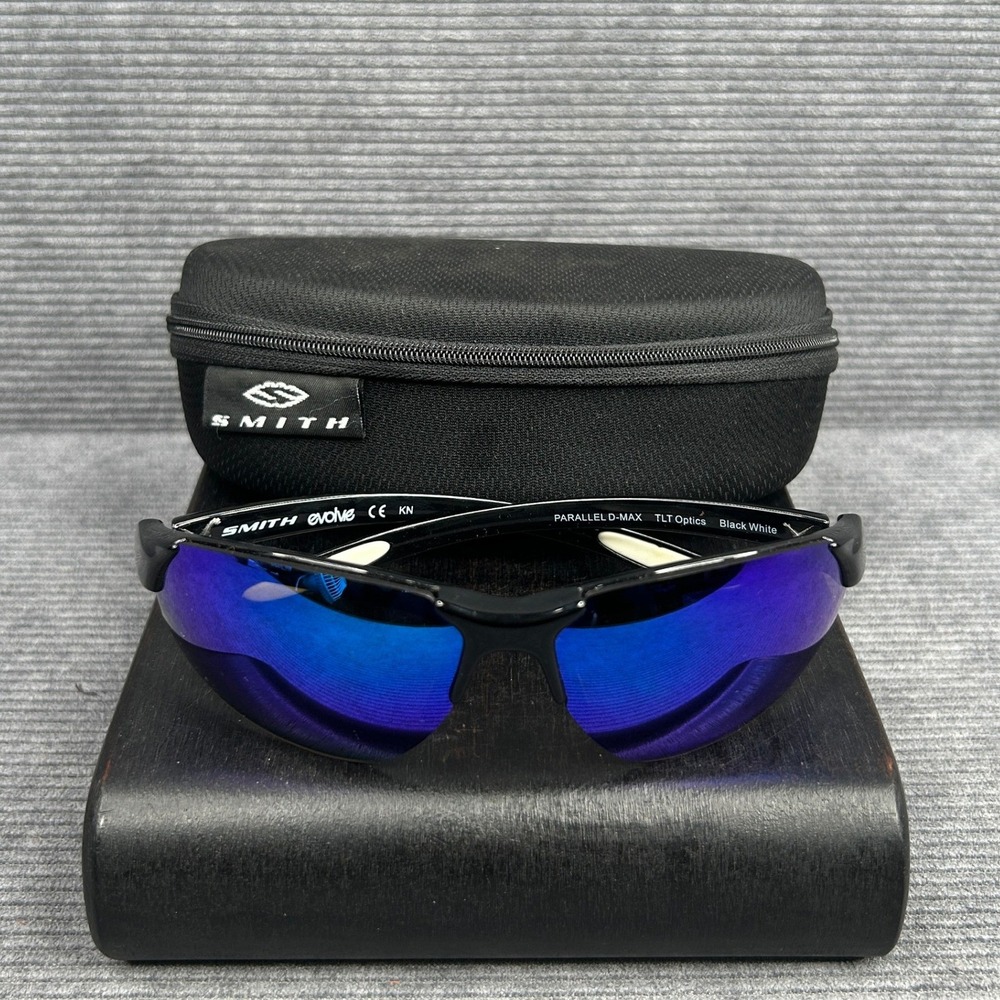 Smith Parallel D-Max Wrap Black Sunglasses Blue Mirror Interchangeable 4 Lenses